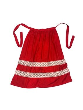 Red Kitchen Apron with White Lace Trim